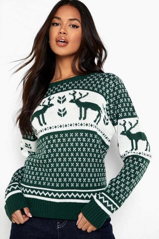 BOOHOO Snowflake And Reindeer Knitted Christmas Sweater 1 BOOHOO Snowflake And Reindeer Knitted Christmas Sweater