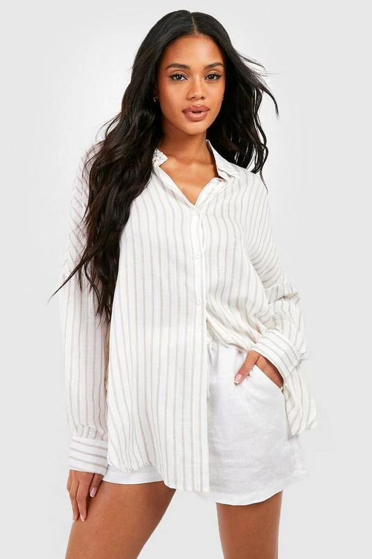 BOOHOO Oversized Split Side Stripe Shirt 3 BOOHOO Oversized Split Side Stripe Shirt - Image 3