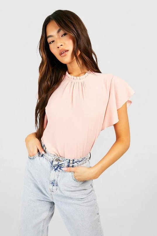 BOOHOO Woven Frill Sleeve And Neck Blouse 1 BOOHOO Woven Frill Sleeve And Neck Blouse