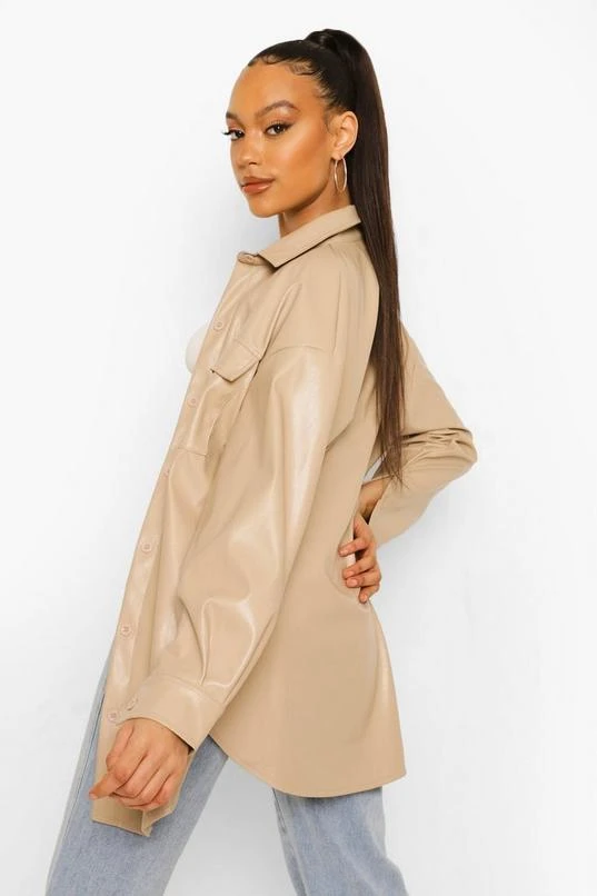 BOOHOO Faux Leather Oversized Shacket 2 BOOHOO Faux Leather Oversized Shacket - Image 2