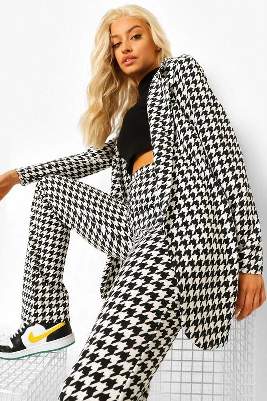 BOOHOO Dogtooth Flannel Fitted Blazer 1 BOOHOO Dogtooth Flannel Fitted Blazer