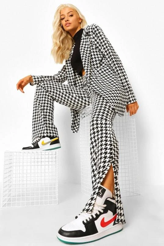 BOOHOO Dogtooth Flannel Fitted Blazer 3 BOOHOO Dogtooth Flannel Fitted Blazer - Image 3