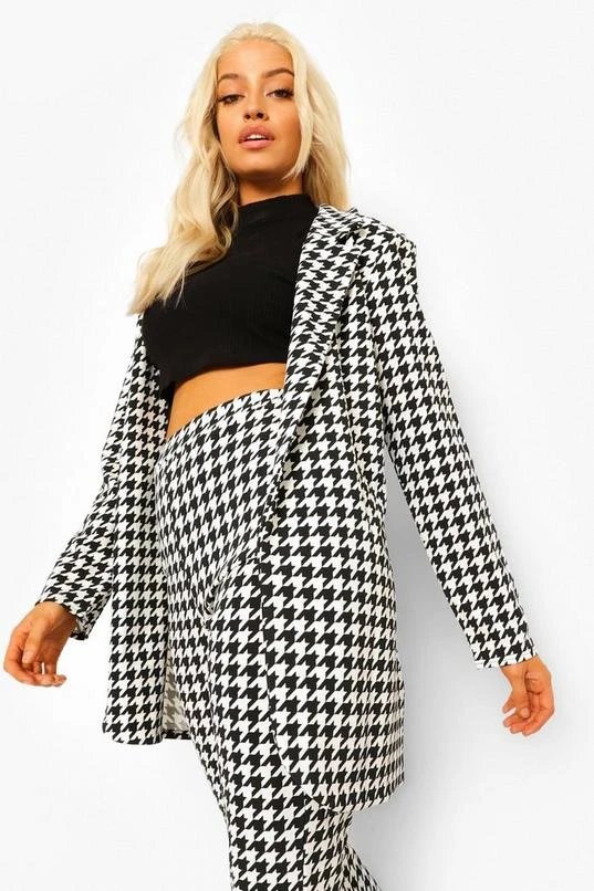 BOOHOO Dogtooth Flannel Fitted Blazer 4 BOOHOO Dogtooth Flannel Fitted Blazer - Image 4
