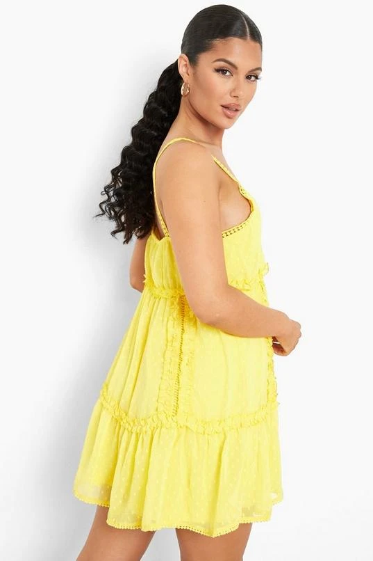 BOOHOO Dobby Mesh Crochet Edge Strappy Swing Dress 2 BOOHOO Dobby Mesh Crochet Edge Strappy Swing Dress - Image 2