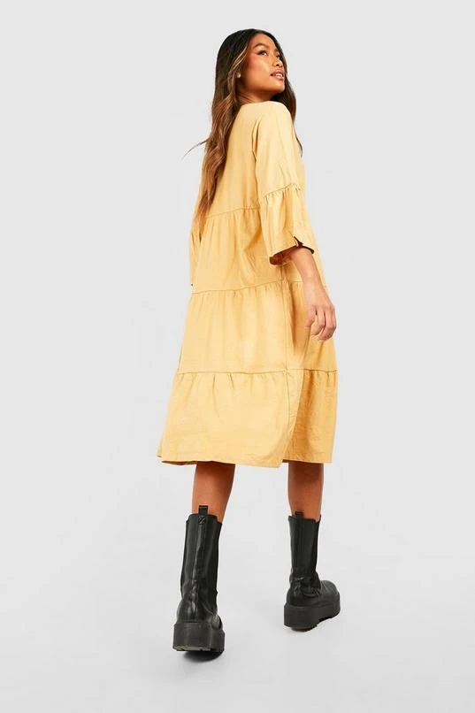 BOOHOO Flared Sleeve Midi Smock Dress 2 BOOHOO Flared Sleeve Midi Smock Dress - Image 2