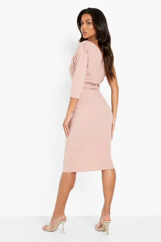 BOOHOO One Sleeve Bodycon Midi Dress 2 BOOHOO One Sleeve Bodycon Midi Dress - Image 2