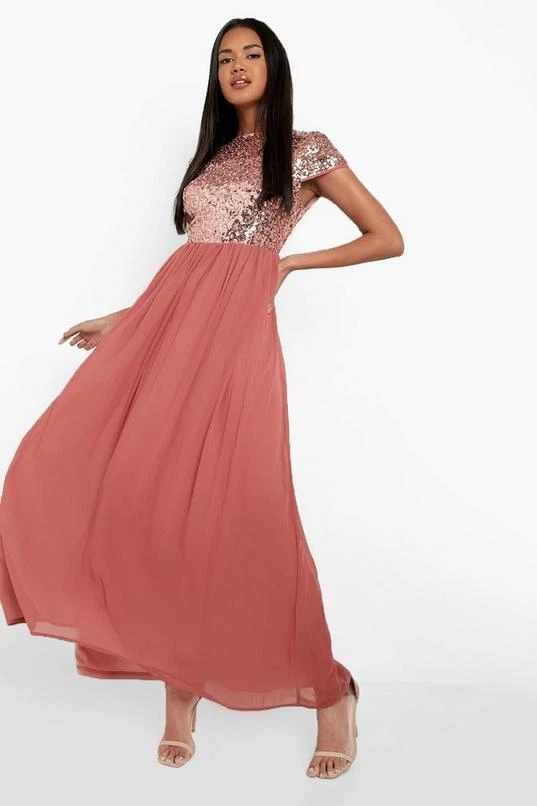 BOOHOO Sequin Cap Sleeve Maxi Dress 1 BOOHOO Sequin Cap Sleeve Maxi Dress