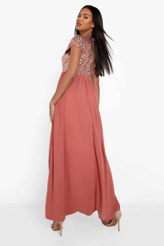 BOOHOO Sequin Cap Sleeve Maxi Dress 2 BOOHOO Sequin Cap Sleeve Maxi Dress - Image 2