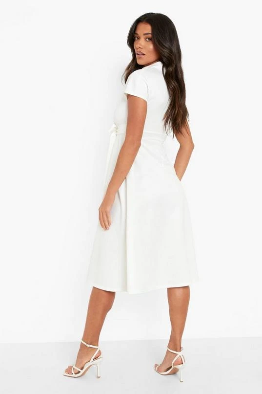 BOOHOO Funnel Neck Belted Midi Skater Dress 2 BOOHOO Funnel Neck Belted Midi Skater Dress - Image 2