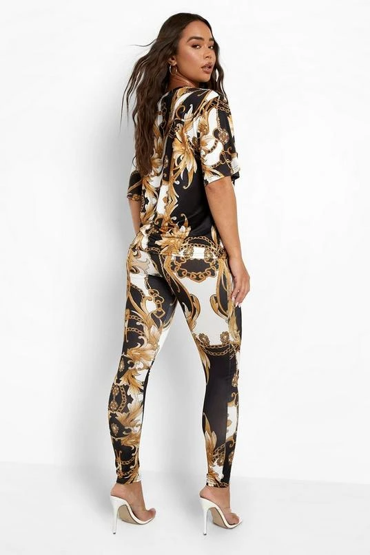 BOOHOO Baroque Graphic T-Shirt & Leggings 2 BOOHOO Baroque Graphic T-Shirt & Leggings - Image 2