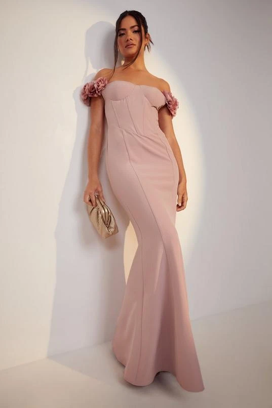 BOOHOO Floral Shoulder Cupped Maxi Dress 3 BOOHOO Floral Shoulder Cupped Maxi Dress - Image 3