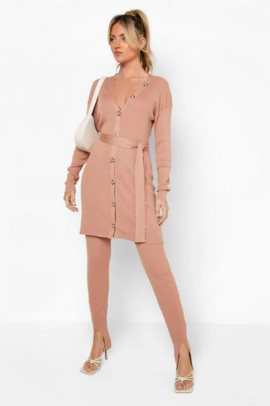 BOOHOO Cardigan And Split Hem Leggings Knit Set 1 BOOHOO Cardigan And Split Hem Leggings Knit Set