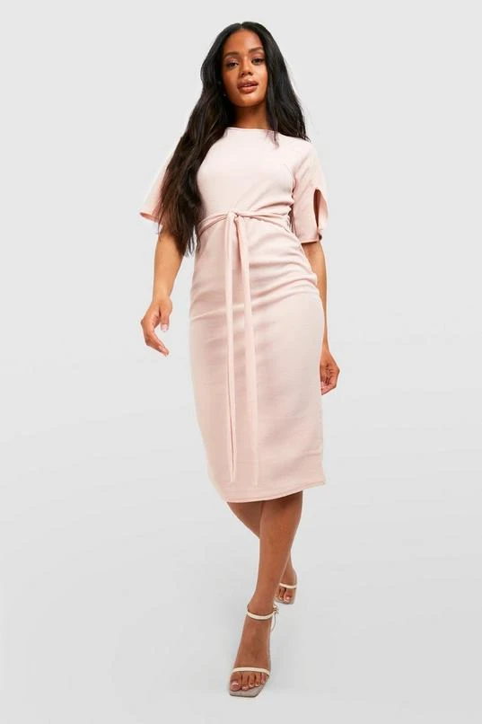 BOOHOO Split Sleeve Detail Wiggle Midi Dress 1 BOOHOO Split Sleeve Detail Wiggle Midi Dress
