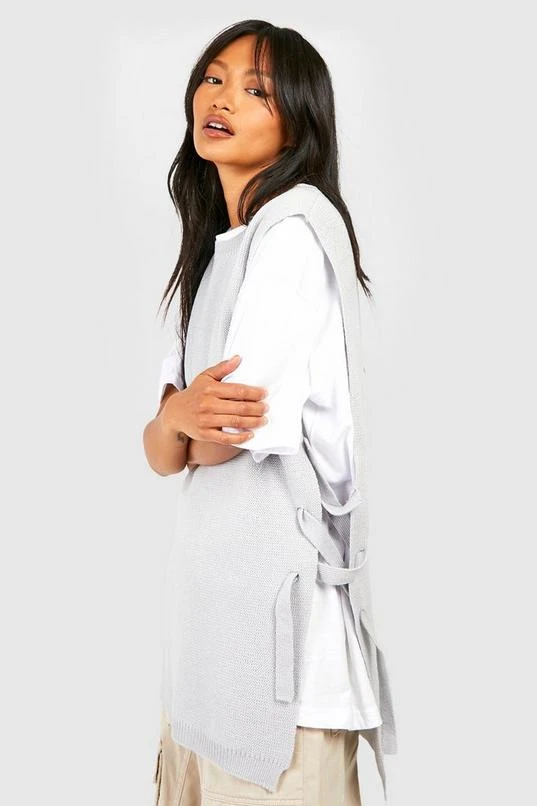 BOOHOO Lace Up Side Sweater Tank Top 1 BOOHOO Lace Up Side Sweater Tank Top