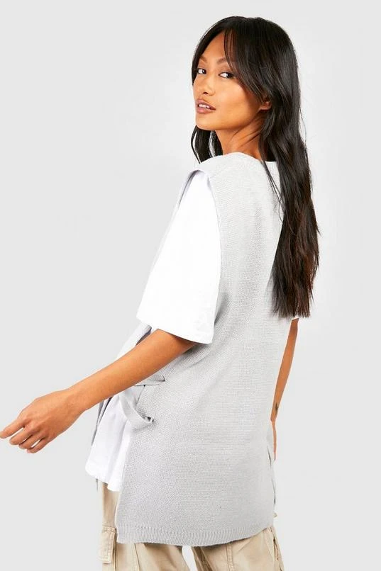 BOOHOO Lace Up Side Sweater Tank Top 2 BOOHOO Lace Up Side Sweater Tank Top - Image 2