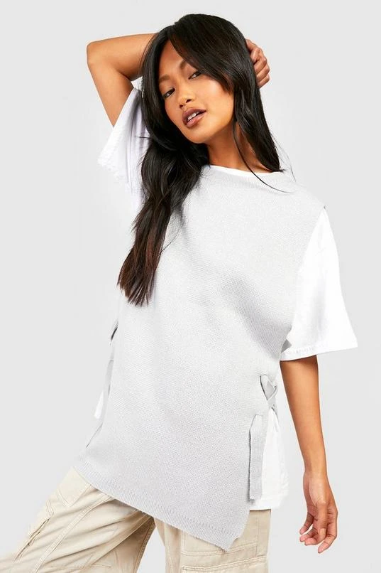 BOOHOO Lace Up Side Sweater Tank Top 3 BOOHOO Lace Up Side Sweater Tank Top - Image 3