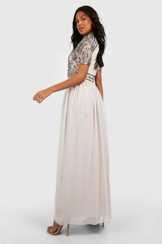 BOOHOO Bridesmaid High Neck Hand Embellished Maxi Dress 2 BOOHOO Bridesmaid High Neck Hand Embellished Maxi Dress - Image 2