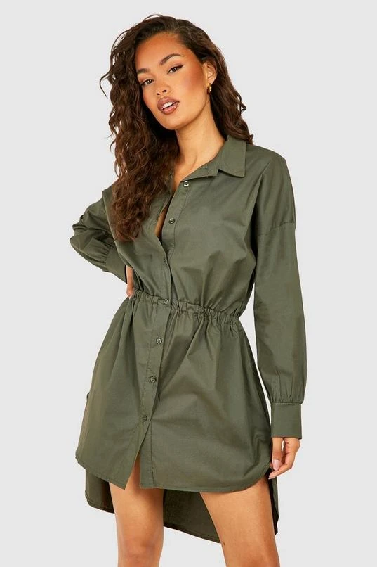 BOOHOO Drawstring Shirt Dress 1 BOOHOO Drawstring Shirt Dress