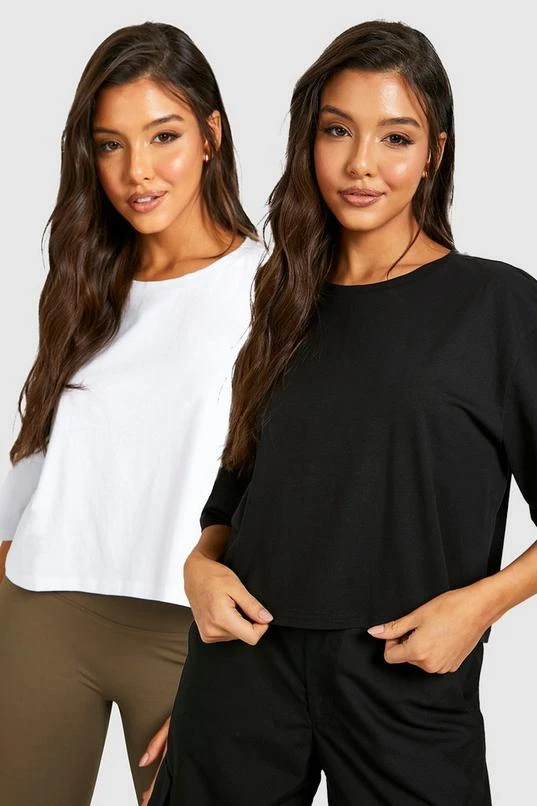 BOOHOO Boxy Crop T-Shirt Two Pack 1 BOOHOO Boxy Crop T-Shirt Two Pack