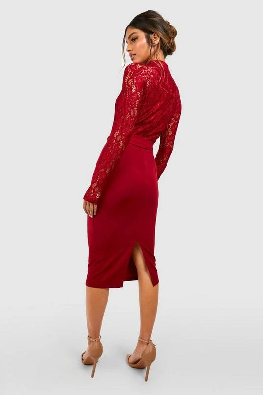 BOOHOO High Neck Long Sleeve Lace Midi Dress 2 BOOHOO High Neck Long Sleeve Lace Midi Dress - Image 2