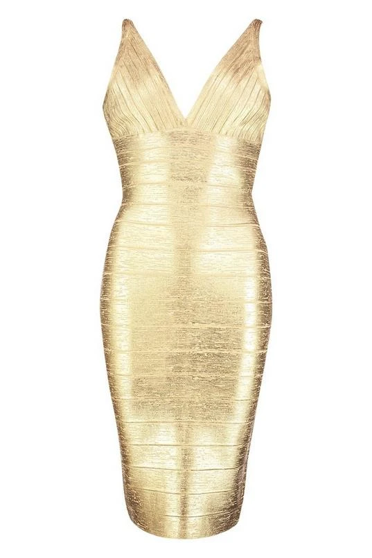 BOOHOO Boutique Plunge Shiny Bandage Midi Party Dress 3 BOOHOO Boutique Plunge Shiny Bandage Midi Party Dress - Image 3