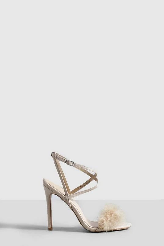 BOOHOO Feather Trim 2 Part Stilettos 2 BOOHOO Feather Trim 2 Part Stilettos - Image 2