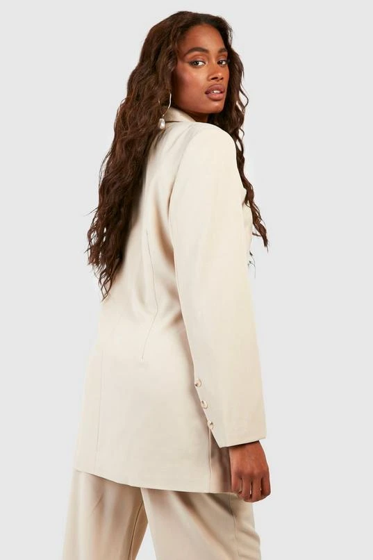 BOOHOO Linen Look Mock Horn Double Breasted Blazer 2 BOOHOO Linen Look Mock Horn Double Breasted Blazer - Image 2