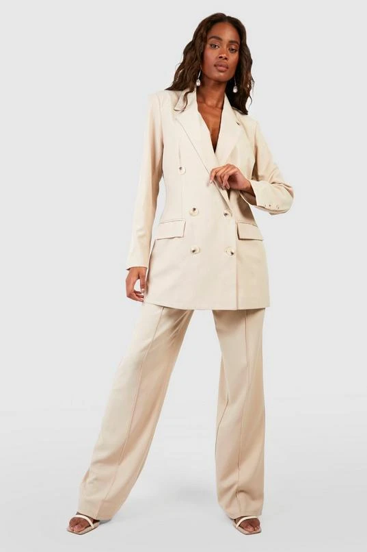 BOOHOO Linen Look Mock Horn Double Breasted Blazer 3 BOOHOO Linen Look Mock Horn Double Breasted Blazer - Image 3