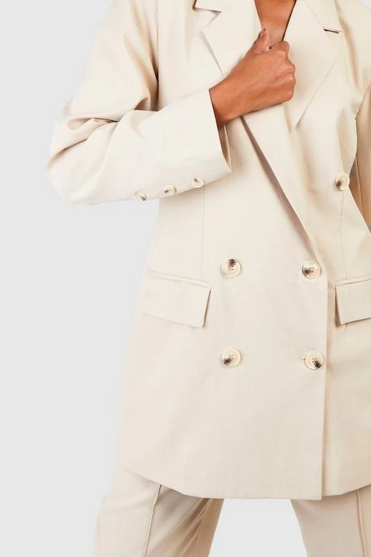BOOHOO Linen Look Mock Horn Double Breasted Blazer 4 BOOHOO Linen Look Mock Horn Double Breasted Blazer - Image 4