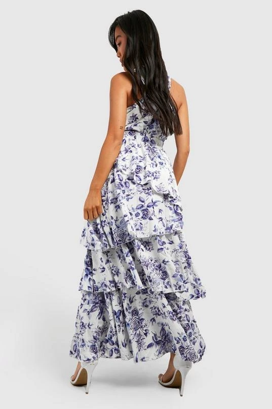 BOOHOO Petite Porcelain Print Tiered Maxi Dress 2 BOOHOO Petite Porcelain Print Tiered Maxi Dress - Image 2