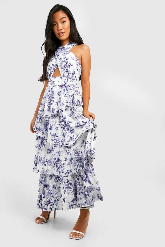 BOOHOO Petite Porcelain Print Tiered Maxi Dress 3 BOOHOO Petite Porcelain Print Tiered Maxi Dress - Image 3