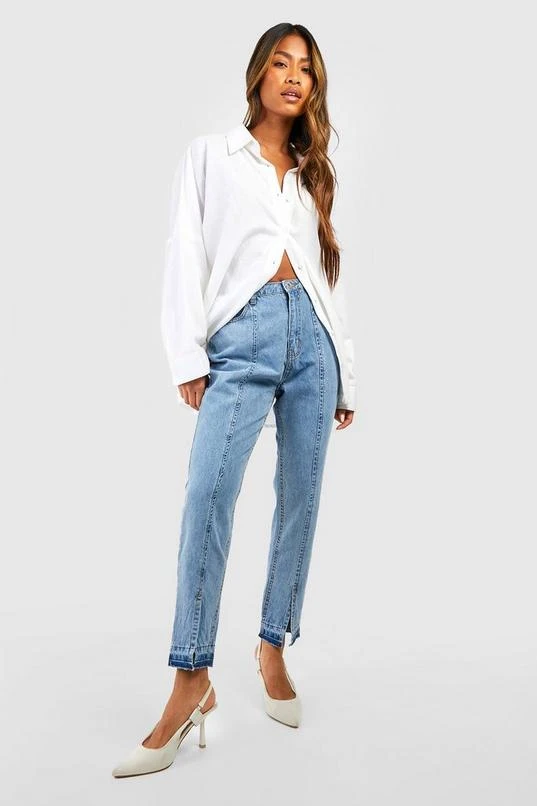 BOOHOO Split Hem High Waisted Mom Jeans 3 BOOHOO Split Hem High Waisted Mom Jeans - Image 3
