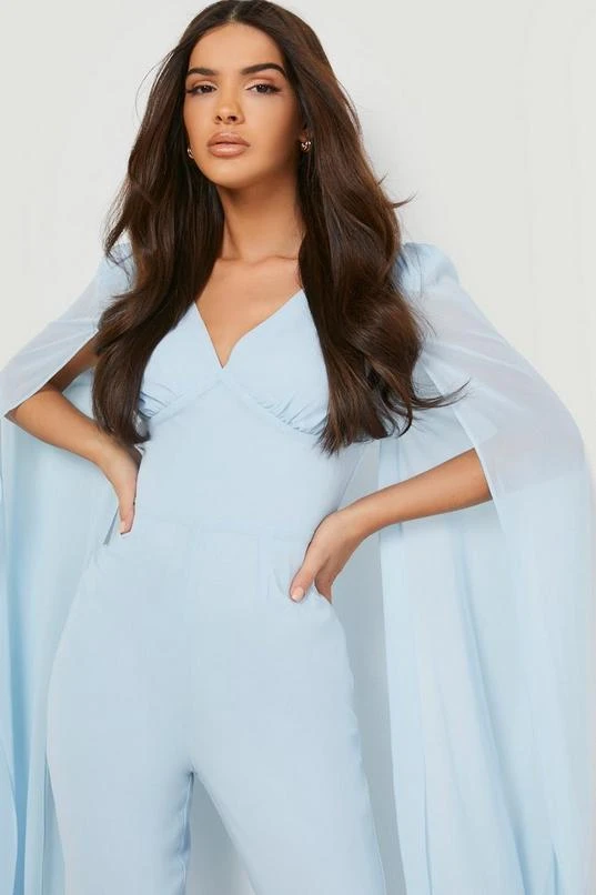 BOOHOO Cape Detail Plunge Fitted Jumpsuit 4 BOOHOO Cape Detail Plunge Fitted Jumpsuit - Image 4