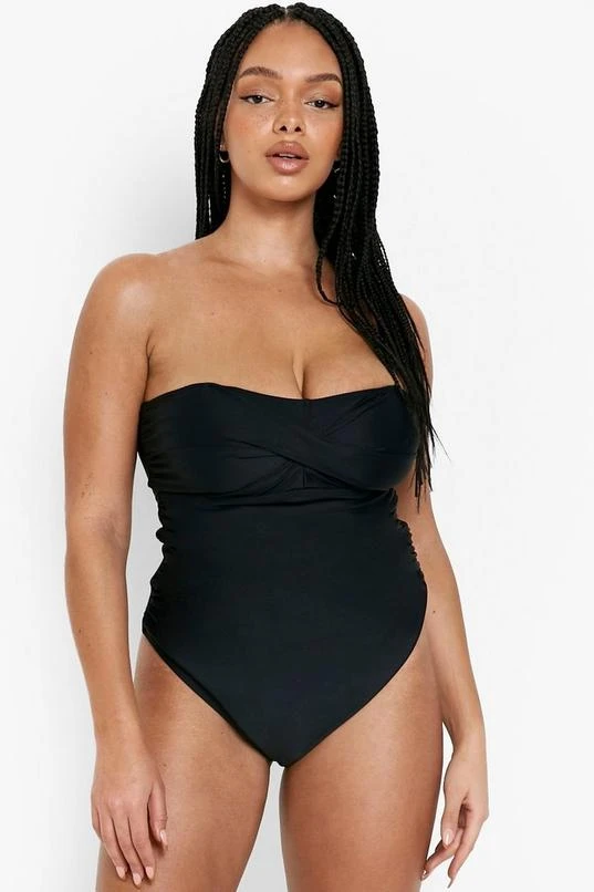 BOOHOO Plus Control Twist Bandeau Swimsuit 1 BOOHOO Plus Control Twist Bandeau Swimsuit