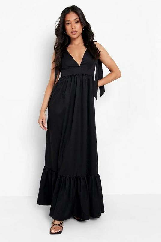 BOOHOO Petite Tie Shoulder Tiered Hem Maxi Dress 1 BOOHOO Petite Tie Shoulder Tiered Hem Maxi Dress
