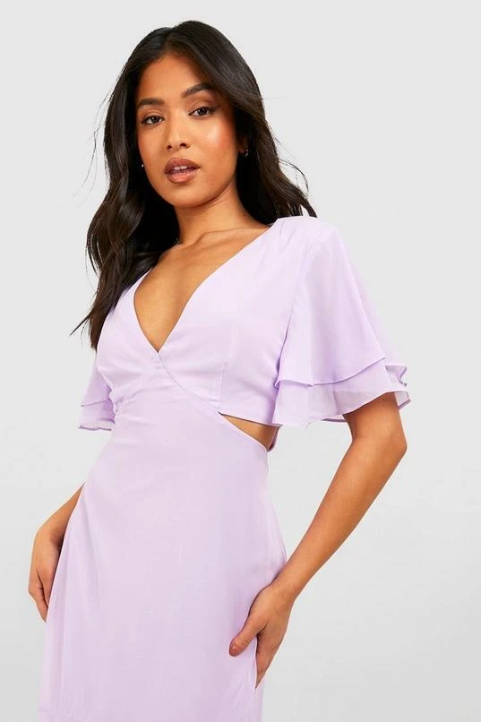 BOOHOO Petite V Neck Angel Sleeve Midi Dress 4 BOOHOO Petite V Neck Angel Sleeve Midi Dress - Image 4