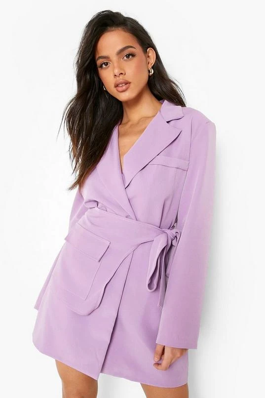 BOOHOO Belt Detail Wrap Front Blazer Dress 1 BOOHOO Belt Detail Wrap Front Blazer Dress