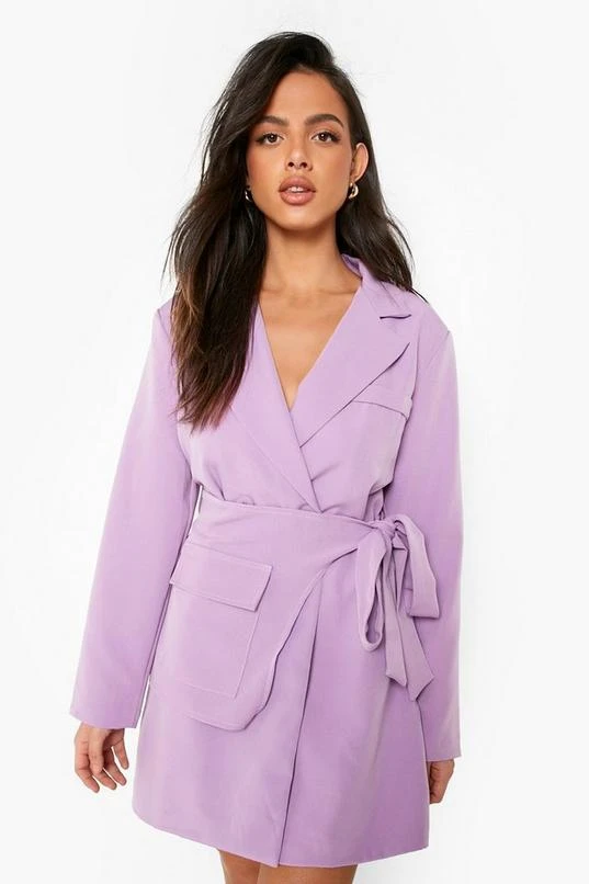 BOOHOO Belt Detail Wrap Front Blazer Dress 4 BOOHOO Belt Detail Wrap Front Blazer Dress - Image 4