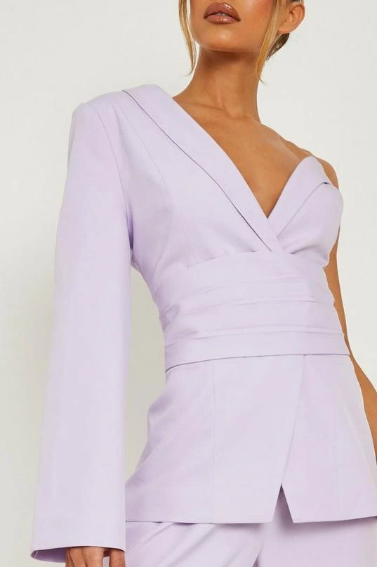 BOOHOO One Shoulder Belted Tailored Blazer 4 BOOHOO One Shoulder Belted Tailored Blazer - Image 4