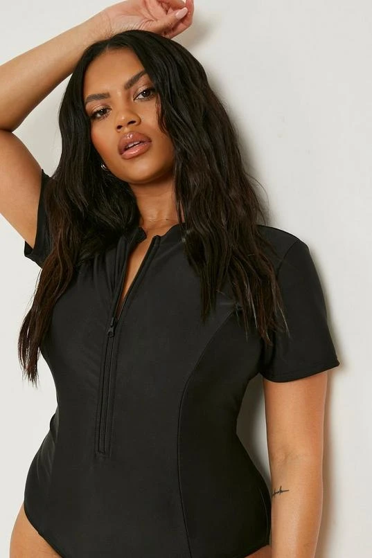 BOOHOO Plus Rash Guard Zip Up Swimsuit 4 BOOHOO Plus Rash Guard Zip Up Swimsuit - Image 4