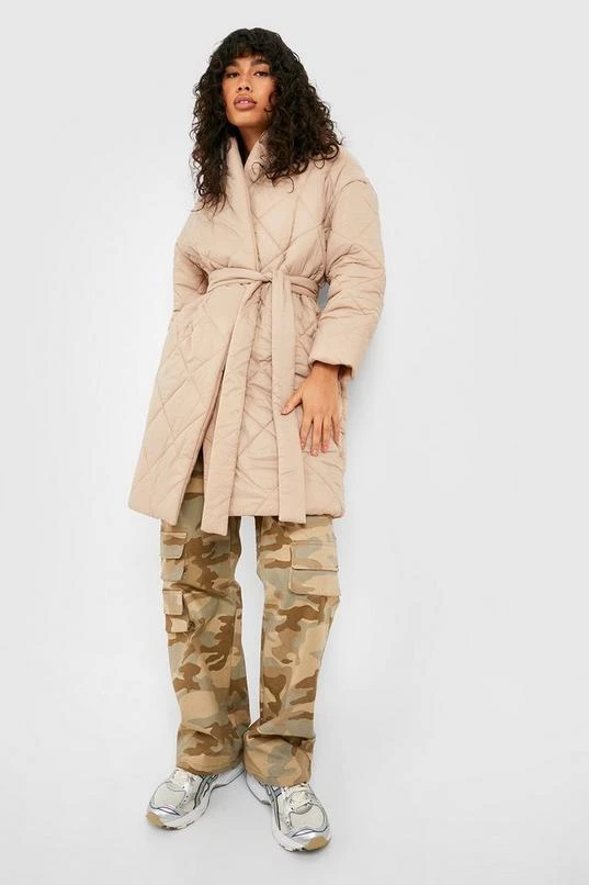 BOOHOO Diamond Quilted Belted Duvet Puffer Jacket 3 BOOHOO Diamond Quilted Belted Duvet Puffer Jacket - Image 3