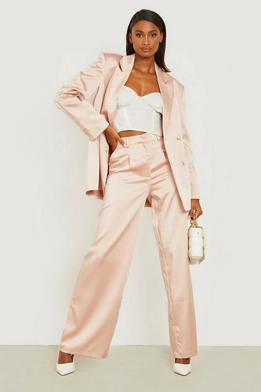 BOOHOO Premium Satin Wide Leg Dress Pants 1 BOOHOO Premium Satin Wide Leg Dress Pants