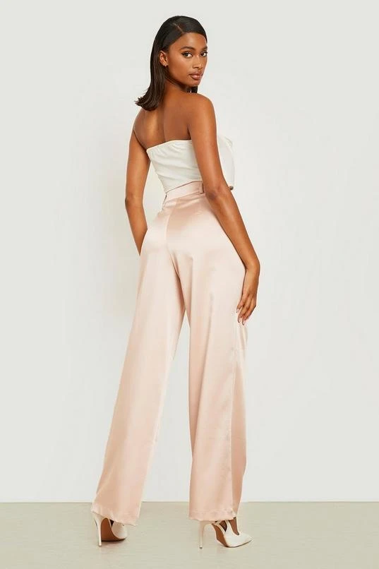BOOHOO Premium Satin Wide Leg Dress Pants 2 BOOHOO Premium Satin Wide Leg Dress Pants - Image 2