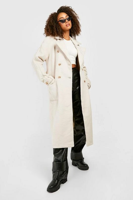 BOOHOO Tall Quilt Detail Wool Look Trench Coat 1 BOOHOO Tall Quilt Detail Wool Look Trench Coat