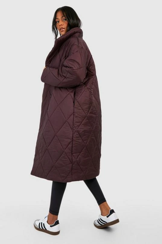 BOOHOO Tall Oversized Collar Diamond Quilt Puffer 2 BOOHOO Tall Oversized Collar Diamond Quilt Puffer - Image 2