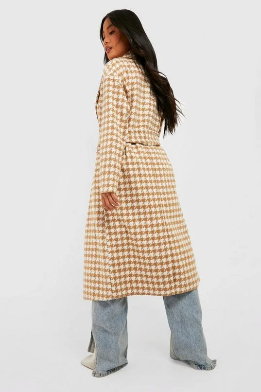 BOOHOO Petite Dogtooth Belted Wool Look Trench 2 BOOHOO Petite Dogtooth Belted Wool Look Trench - Image 2