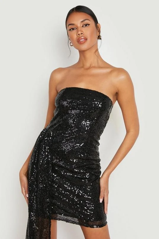 BOOHOO Neon Sequin Drape Detail Mini Dress 3 BOOHOO Neon Sequin Drape Detail Mini Dress - Image 3