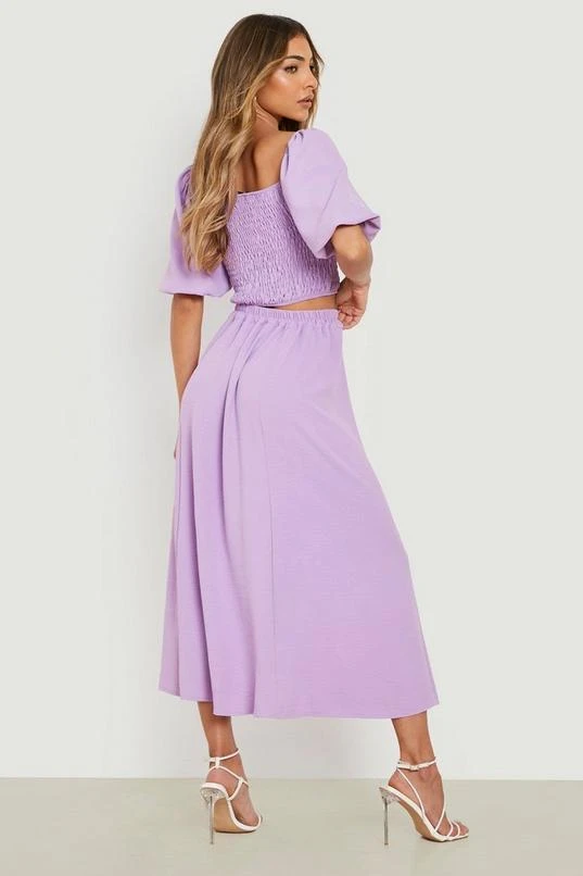 BOOHOO Textured Shirred Crop & Midi Skirt 2 BOOHOO Textured Shirred Crop & Midi Skirt - Image 2