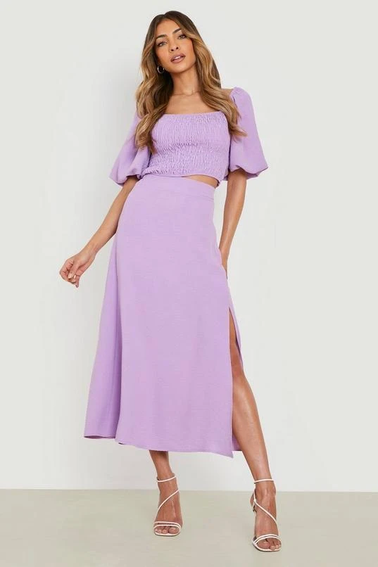 BOOHOO Textured Shirred Crop & Midi Skirt 3 BOOHOO Textured Shirred Crop & Midi Skirt - Image 3