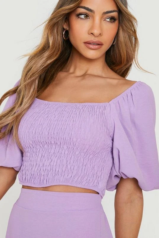 BOOHOO Textured Shirred Crop & Midi Skirt 4 BOOHOO Textured Shirred Crop & Midi Skirt - Image 4